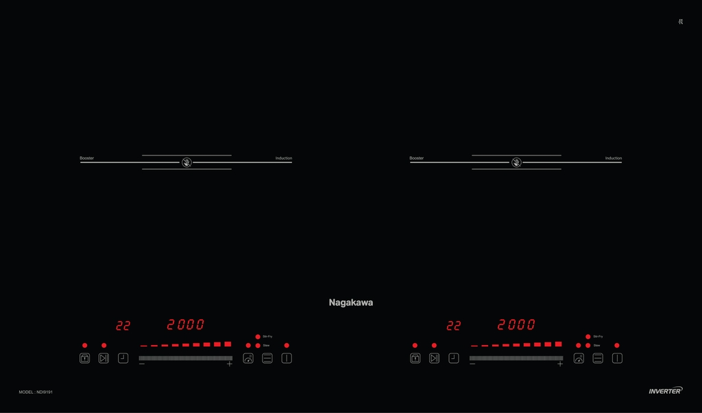 Bếp điện từ đôi Nagakawa NDI9191 - Made in Malaysia - Bảo hành 5 năm