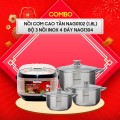 COMBO Nồi Cơm Điện Cao Tần Nagakawa NAG0102 (1.8L) và Bộ 3 nồi inox 4 đáy NAG1304