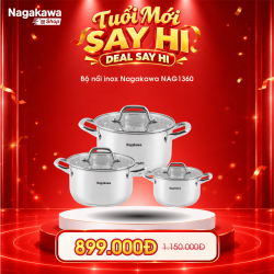 Bộ 3 nồi inox 5 đáy Nagakawa NAG1360 - Hàng chính hãng