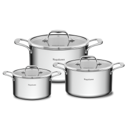 OneU - Bộ 3 nồi inox Nagakawa Haru NAG1355 (16cm, 20cm, 24cm)