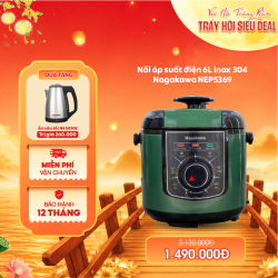 Nồi áp suất điện 6L Inox 304 Nagakawa NEP5369