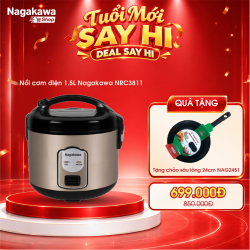 Nồi cơm điện 1.5L Nagakawa NRC3811 - Bảo hành 12 tháng