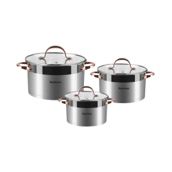 LynkID | Bộ 3 nồi 5 đáy inox 304 Nagakawa NAG1352 (16cm, 20cm, 24cm) dùng cho mọi loại bếp - Hàng Chính Hãng