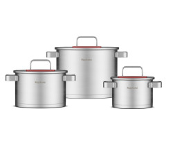 LynkID | Bộ 3 nồi inox 304 Nagakawa Aki NAG1357 (16cm, 20cm, 24cm) - Dùng trên mọi loại bếp