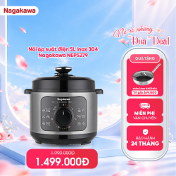 Nồi áp suất điện 5L inox 304 Nagakawa NEP5279