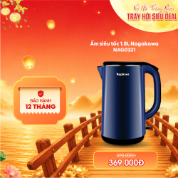 Ấm siêu tốc 2 lớp inox 304 Nagakawa NAG0321 (1.8L - 1800W)