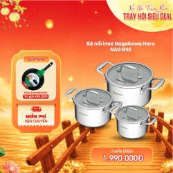 Bộ 3 nồi inox Nagakawa Haru NAG1355 (16cm, 20cm, 24cm)