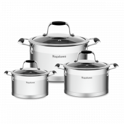 Bộ nồi inox 5 đáy Nagakawa Fuyu NAG1354 (16cm, 20cm, 24cm) - Hàng chính hãng