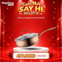 Chảo inox 304 đáy từ NAG1358-24P (24cm) - Dùng trên mọi loại bếp