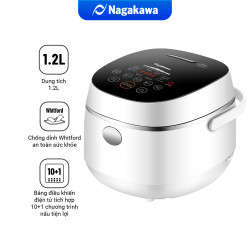 (APP) Nồi cơm điện cảm ứng Nagakawa NAG0136 (1.2L - 500W) - Tích hợp 11 chương trình nấu - Bảo hành 12 tháng