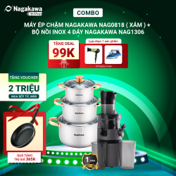 Combo Máy ép chậm Nagakawa NAG0818 + Bộ nồi inox 4 đáy Nagakawa NAG1306