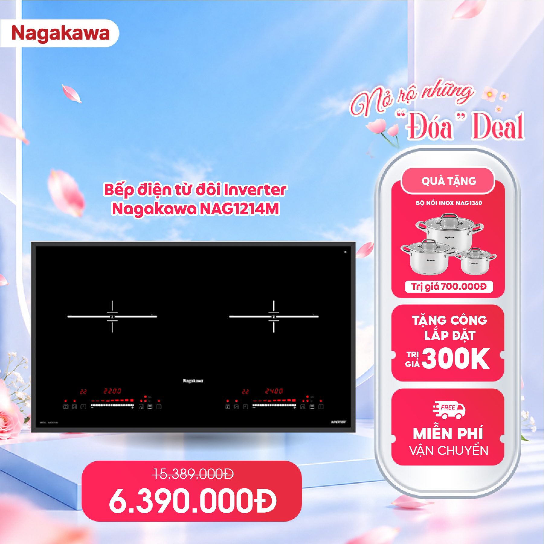 Bếp điện từ đôi inverter Nagakawa NAG1214M