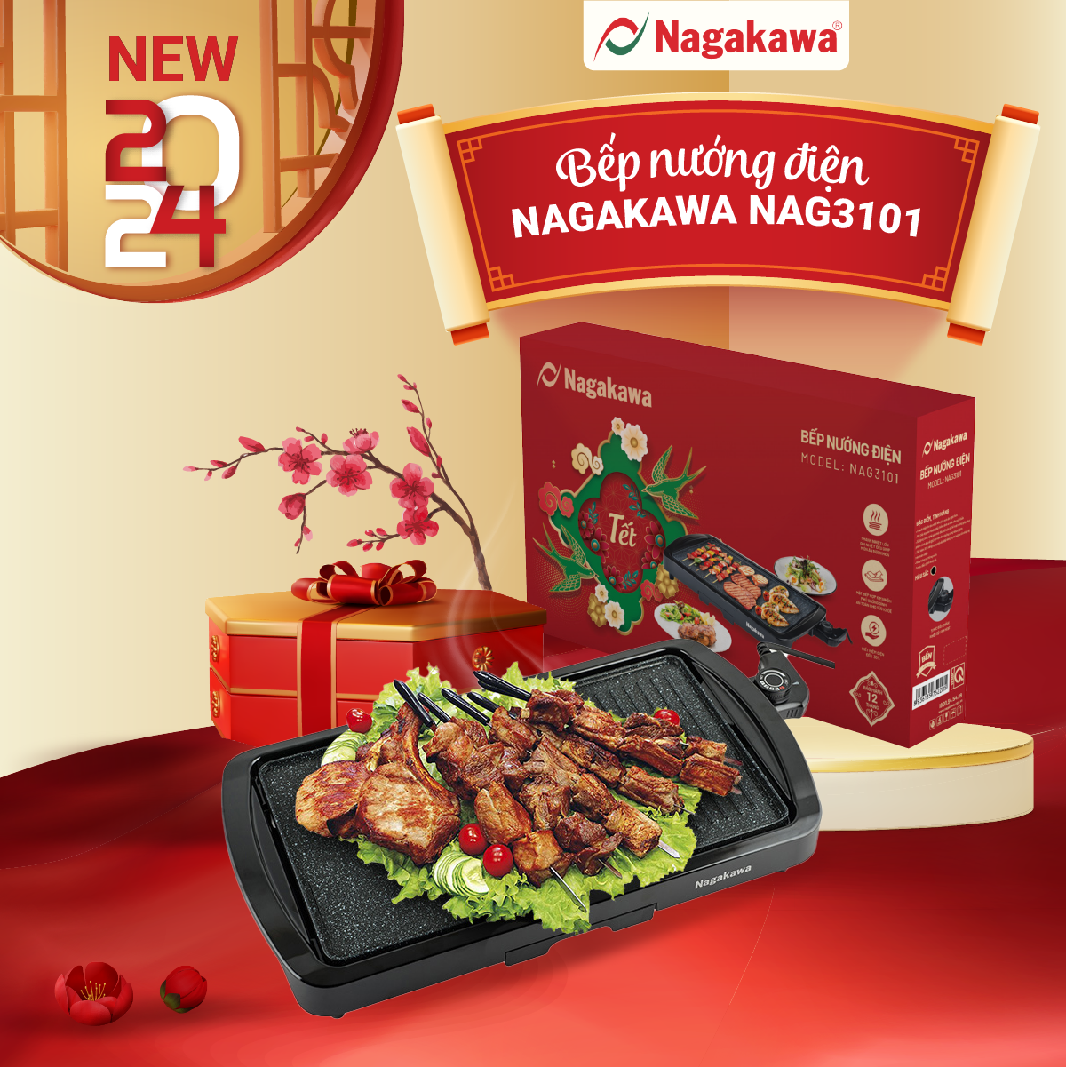(APP)Bếp Nướng Điện Nagakawa NAG3101 (1650W)  - Hàng Chính Hãng